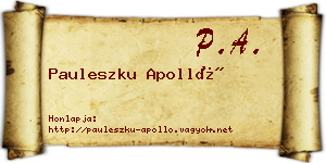 Pauleszku Apolló névjegykártya
